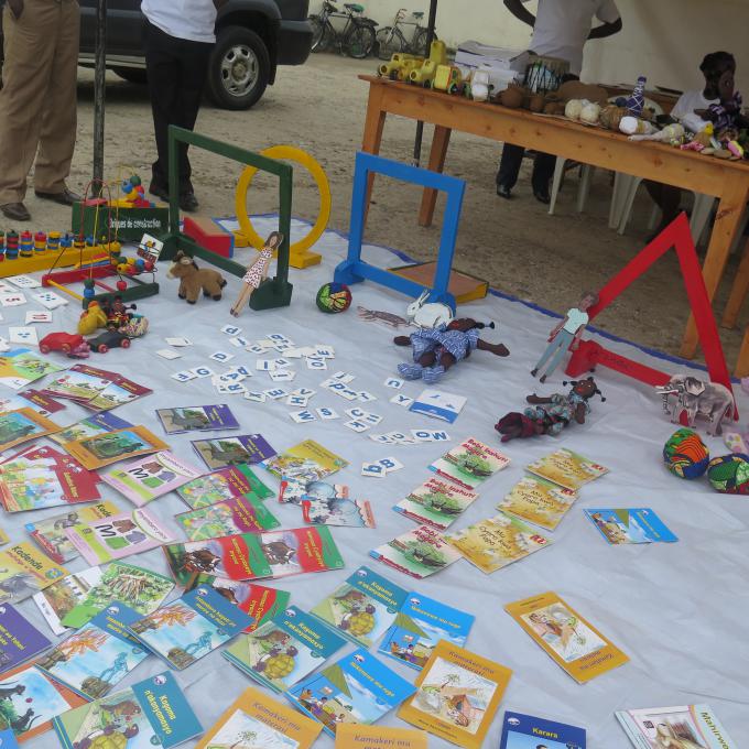 Story-books and toys were displayed for children's use
