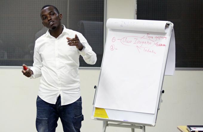 Rwandan musician and author of children's books explains the tips of story writing to children
